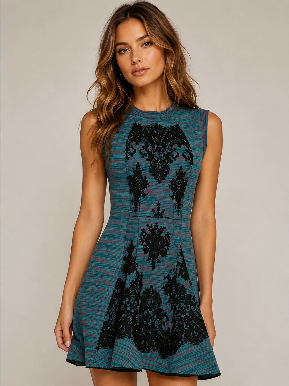 Missoni Teal Space-Dye Fit & Flare Dress